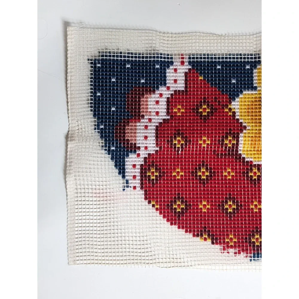 Vintage Finished Latch Hook Rug Angel‎ Star Christmas Wall Hanging Holiday Decor